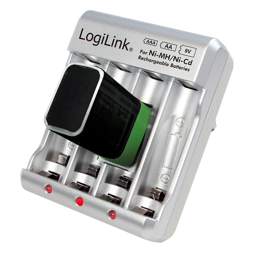 ZUB Logilink Battery Charger 4x AA or 4x AAA 1x 9V battery, afbeelding 5