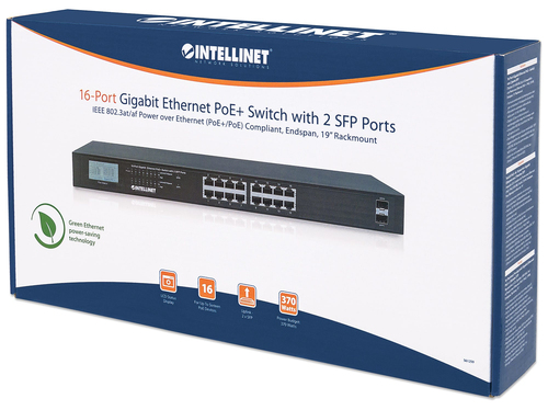 Intellinet Switch 16-Port Gigabit PoE+ LCD-Anzeige 19" 2xSFP, afbeelding 8
