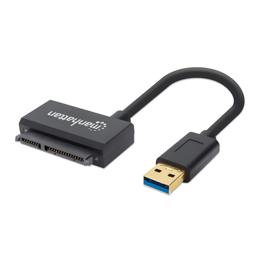 Manhattan Adaptador USB-A a SATA para 2,5", cable 42 cm, macho a macho, 5 Gbps (USB 3.2 Gen1 / USB 3.0), compatible con LBA de 48 bits, negro, 3 años de garantía imagen 1