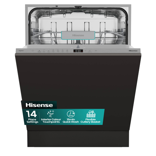 Hisense HV642C65UK Full-size Fully Integrated Dishwasher, Black - image 1
