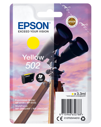 Epson 502 Binoculars Yellow Standard Capacity Ink Cartridge 3ml - C13T02V44010