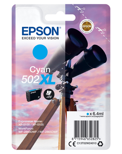 Epson 502XL Binoculars Cyan High Yield Ink Cartridge 6ml - C13T02W24010