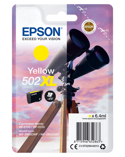 Epson 502XL Binoculars Yellow High Yield Ink Cartridge 6ml - C13T02W44010