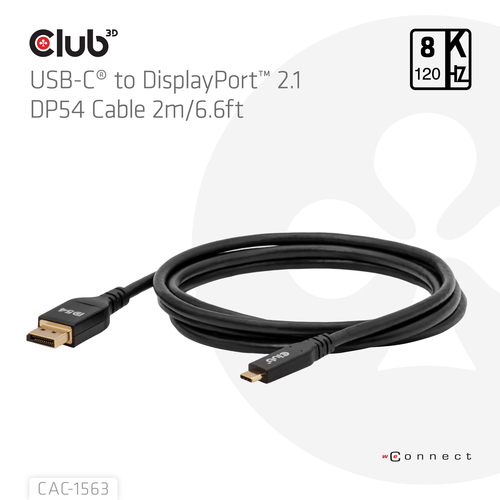 Club 3D USB-C naar DisplayPort 2.1 kabel, afbeelding 5