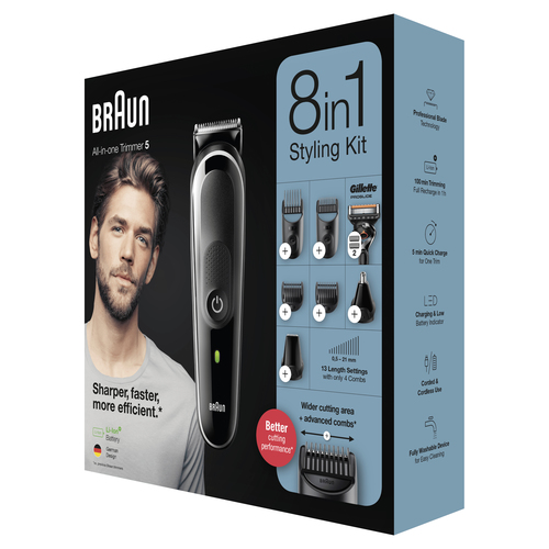 Braun All-in-one trimmer MGK5260, 8-in-1 trimmer, 6 attachments and Gillette Fusion5 ProGlide razor – image 5