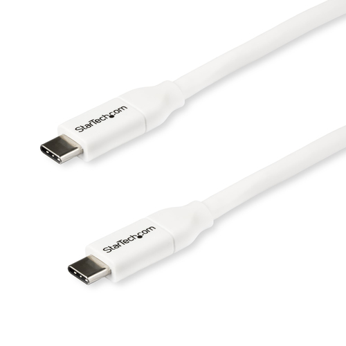 StarTech.com USB C to USB C Cable - 6 ft / 2m - 5A PD - M/M - White - USB 2.0 - USB-IF Certified - USB Type C Cable - USB C Charging Cable (USB2C5C2MW) USB Type-C kabel 2m Hvid – billede 2