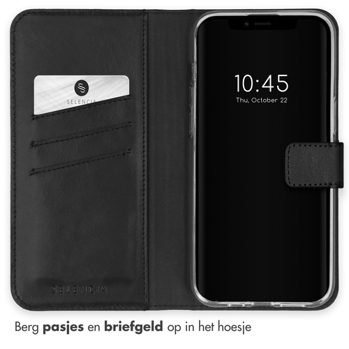 Selencia Echt Lederen Bookcase iPhone 15 - Zwart, afbeelding 3