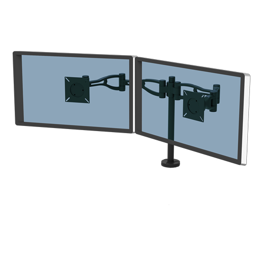PROFESSIONAL SERIES DEPTH ADJUSTABLE DUAL MONITOR ARM FEATURES TWO MONITOR ARMS