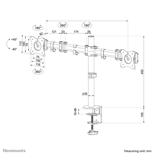 Neomounts Bureausteun NM-D135DSILVER bevestiging – Foto 10 van 10