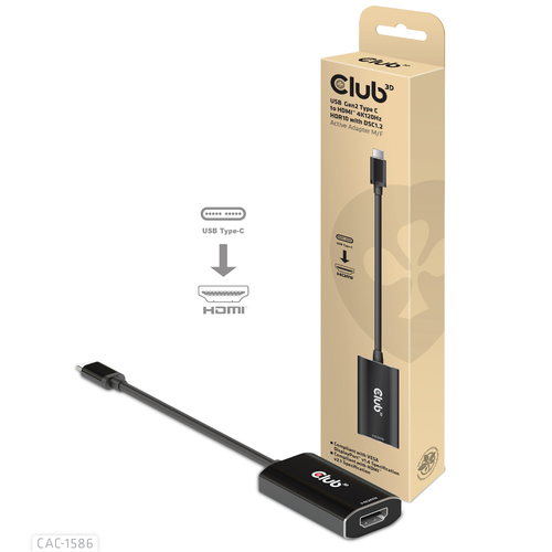 CLUB3D USB Gen2 Type C to HDMI™ 4K120Hz HDR10 with DSC 1.2 Active Adapter M/F – image 2