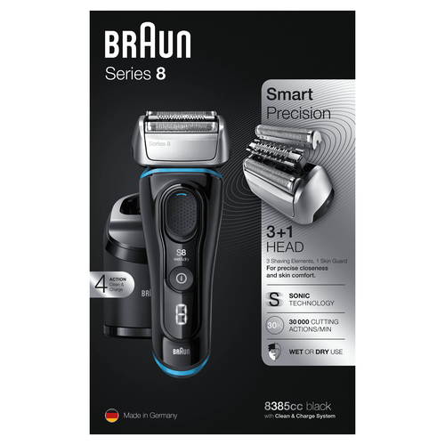 Braun Series 8 8385cc Next Generation Electric Shaver, Clean&Charge Station, Fabric Case, Black – image 4