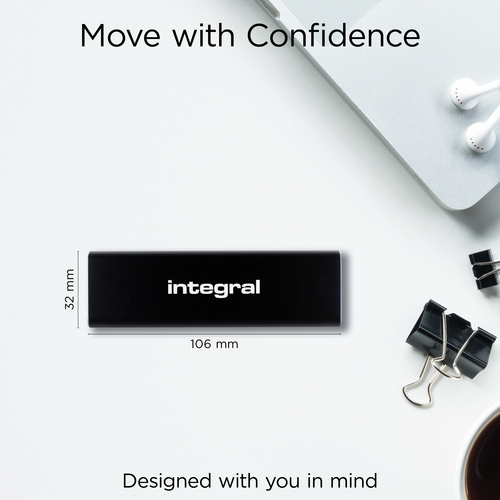 Integral 2TB PORTABLE EXTERNAL SSD USB-C 3.2 GEN.2 SLIMXPRESS BLACK R-1050MBs W-1000MBs USB-C to C CABLE USB-C TO A ADAPTER – image 4