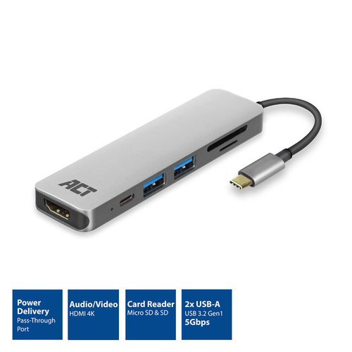 ACT AC7023 USB графический адаптер 4096 x 2160 пикселей Серый