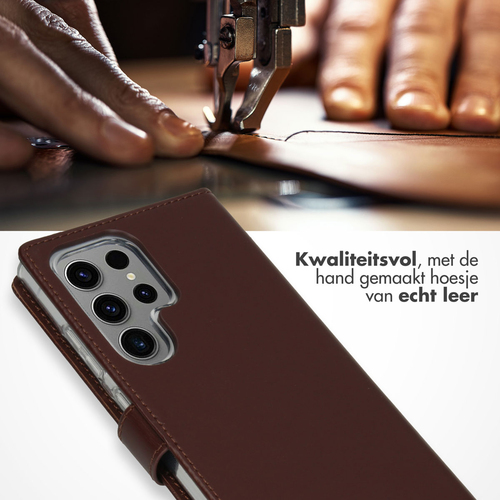 Selencia Echt Lederen Bookcase Samsung Galaxy S24 Ultra - Bruin, afbeelding 2