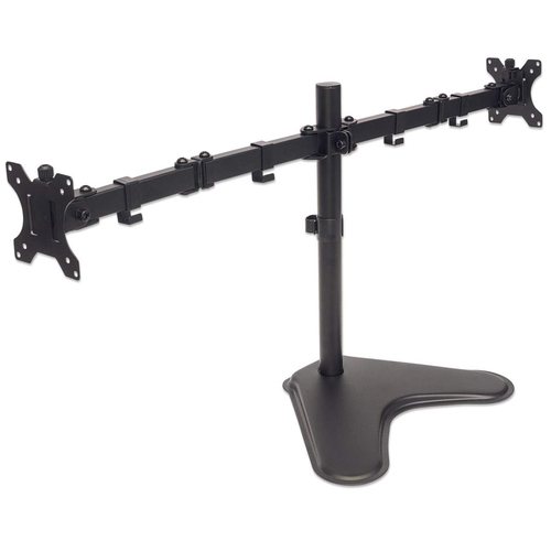 Manhattan Soporte doble de sobremesa para TV/monitores (Articulado), para pantallas de 10" a 27", montaje traseros tipo base, Compatibilidad VESA: 75×75 et 100×100 mm (verifique las dimensiones de los cuatro orificios de montaje traseros), máxima 8 kg por pantalla imagen 2