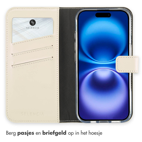 Selencia Echt Lederen Bookcase iPhone 16 - Greige, afbeelding 3