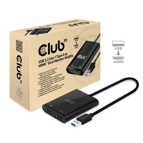 CLUB3D USB A to HDMI™ 2.0 Dual Monitor 4K – image 2