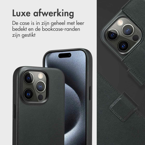 Accezz Leather Bookcase 2-in-1 met MagSafe iPhone 15 Pro - Onyx Black, afbeelding 4