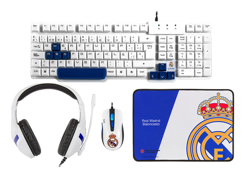 Mars Gaming MCPCHAMPIONRM keyboard Mouse included USB QWERTY Spanish Blue, White