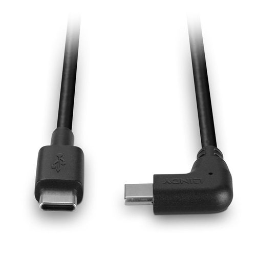 LINDY USB 2.0 Type C Kabel, 90° gewinkelt 1m, afbeelding 4