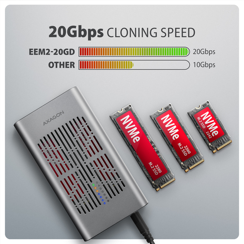 Axagon EEM2-20GD USB-C 20Gbps Dual M.2 NVMe SSD CLONE MASTER Enclosure – image 5