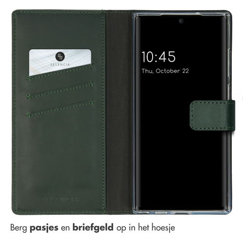 Selencia Echt Lederen Bookcase Samsung Galaxy S23 Ultra - Groen, afbeelding 3