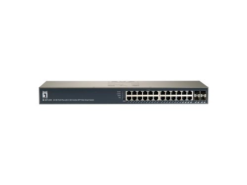 LevelOne 24-Port Web Smart Gigabit Ethernet PoE Switch, 802.3at PoE+, 24 PoE Outputs, 4 Ports SFP/RJ45 Combo – image 3