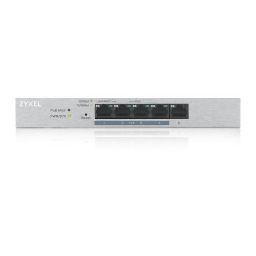 ZyXEL GS1200-5HP v2 Managed Gigabit Ethernet (10/100/1000) Power over Ethernet (PoE) Grijs, afbeelding 2
