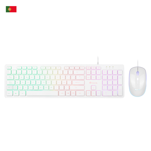 NGS Sprite Kit, QWERTY, PT клавиатура Мышь входит в комплектацию Универсальная USB Португальский Белый