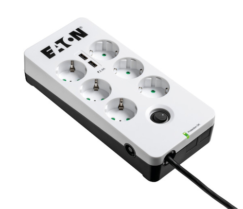 Eaton Protection Box 6 USB DIN Strømstødsbeskytter 6-stik 10A Hvid
