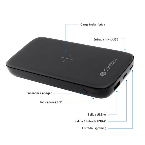 CoolBox COO-PB10KW-BK1 внешний аккумулятор 10000 mAh Беспроводная зарядка Черный
