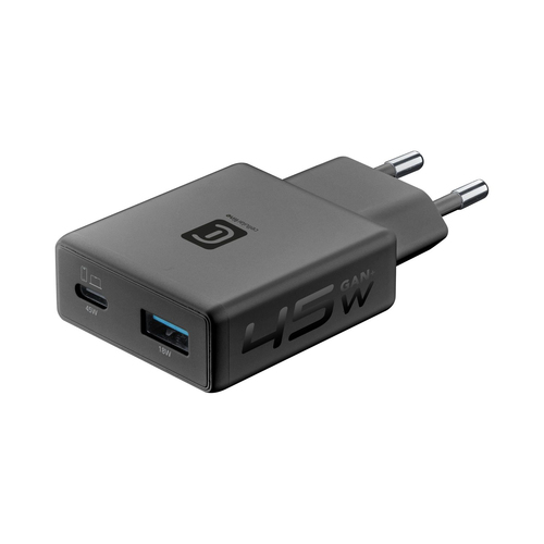 Cellularline Wall Charger 45W Ноутбук, Универсальная Черный Кабель переменного тока Быстрая зарядка Для помещений
