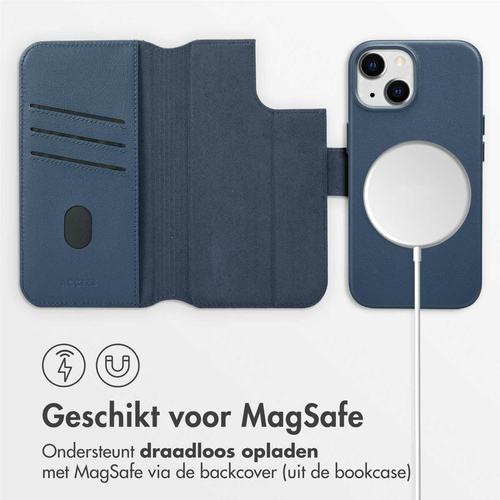 Accezz Leather Bookcase 2-in-1 met MagSafe iPhone 15 - Nightfall Blue, afbeelding 3