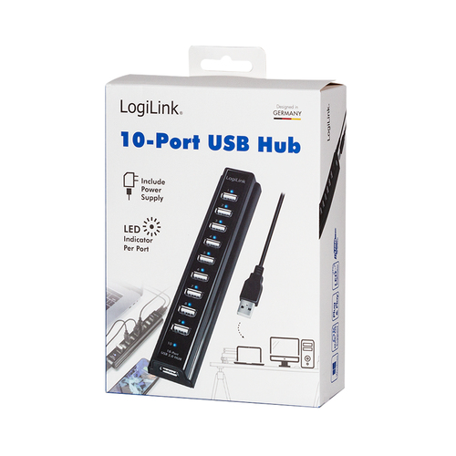 LogiLink USB 2.0 Hub 10-Port - Hub, afbeelding 7