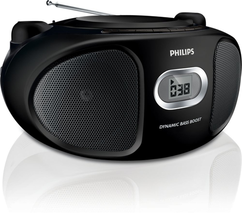 Philips AZ102B Analoog 2 W MW, FM Must