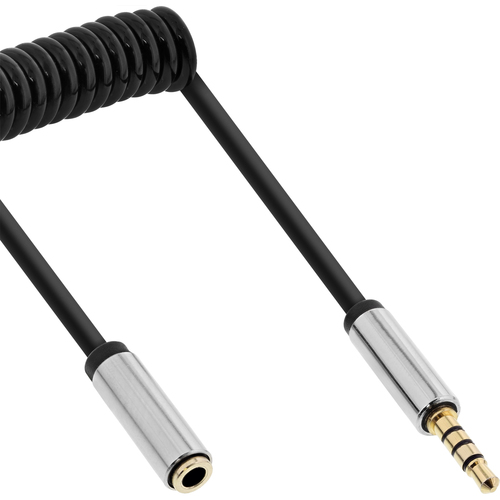 Product image: InLine Slim Audio spiral cable 3.5mm male / female, 4-pin, Stereo, 0.5m