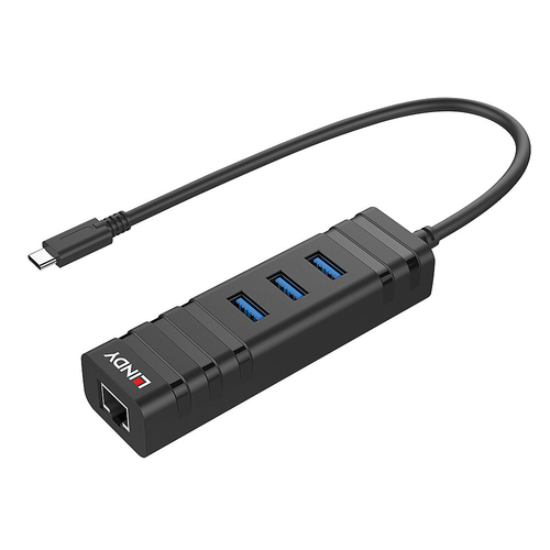 Lindy USB 3.1 Hub & Gigabit Ethernet Adapter USB Type C, afbeelding 2