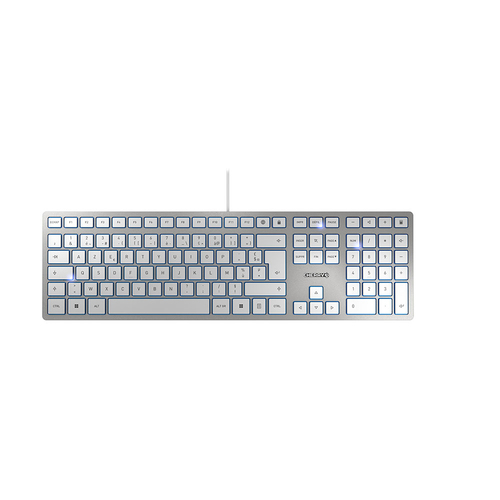 CHERRY KC 6000 Slim Tastatur Universal USB AZERTY Französisch Silber, Weiß