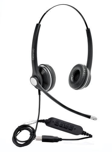 eSTUFF GLB240400 наушники/гарнитура Проводная Оголовье Офис/колл-центр USB тип-A Черный