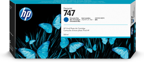 HP 747 Chromatic Blue Standard Capacity Ink Cartridge 300ml - P2V85A