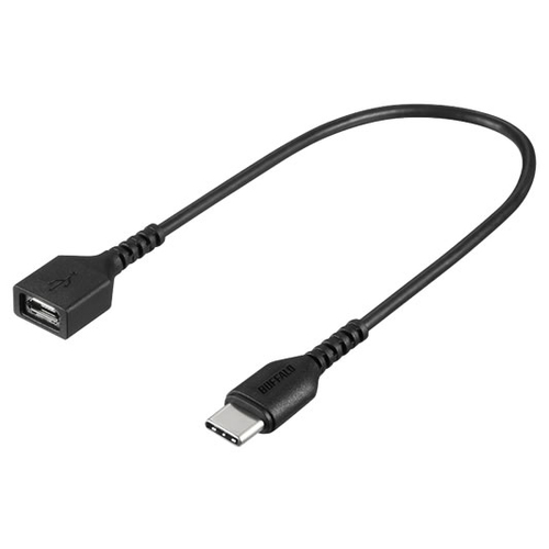 Buffalo 0.15m, USB Type-C - USB microB USB-kaabel USB 2.0 0,15 m USB C Micro-USB B Must