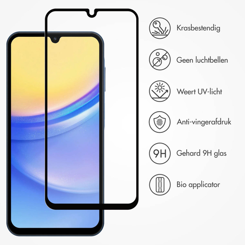 Accezz Gehard Glas Full Cover Screenprotector met applicator Samsung Galaxy A15 (5G/4G), afbeelding 3