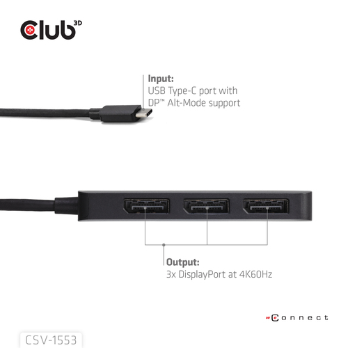 Club 3D USB-C naar Triple DisplayPort MST Hub, afbeelding 9
