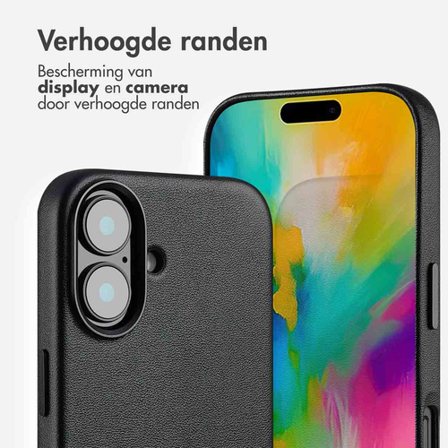 Accezz MagSafe Leather Backcover iPhone 16 - Onyx Black, afbeelding 4