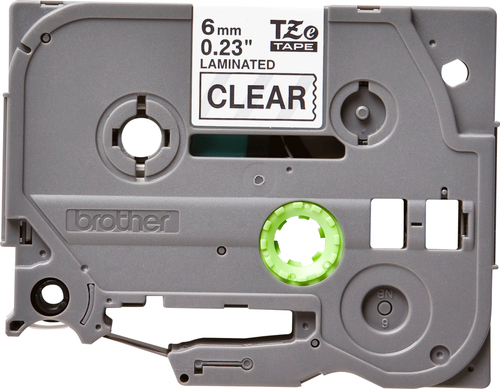 Original Brother P-Touch TZE111 6mm Gloss Tape - Black on Clear - image 2