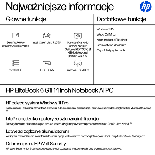 HP Inc. Notebook EliteBook 6 G1i  U7-265U 512GB/16GB/W11P/14.0   C51GBET