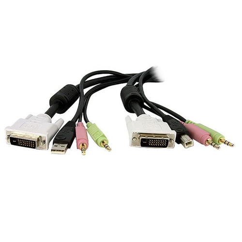 STARTECH.COM 4,5 m 4-in-1 USB Dual Link DVI-D KVM-Switchkabel mit Audio und Mikrofon
