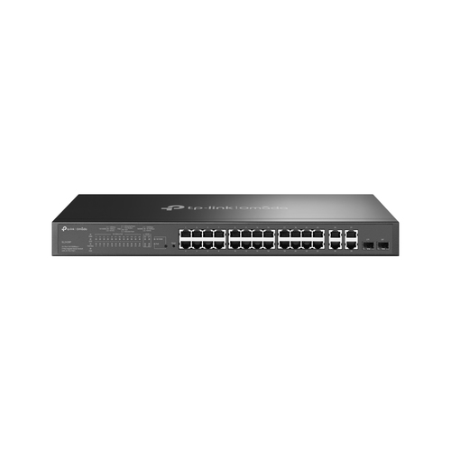 SL2428P TP-LINK SL2428P - Switch PoE JetStream SDN administrable con 24 puertos 10/100 Mbps 2 puertos 10/100/1000 Mbps Uplink 2 puertos SFP combo 2 RJ45 10/100/1000 Mbps capacidad de 250W y administración centralizada OMADA SDN SL2428P