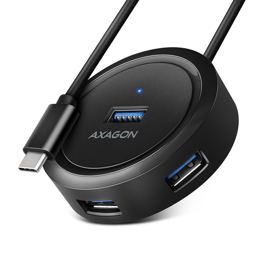Axagon HUE-P1C 4x USB 3.2 Gen 1 ROUND hub micro power IN 30cm USB-C