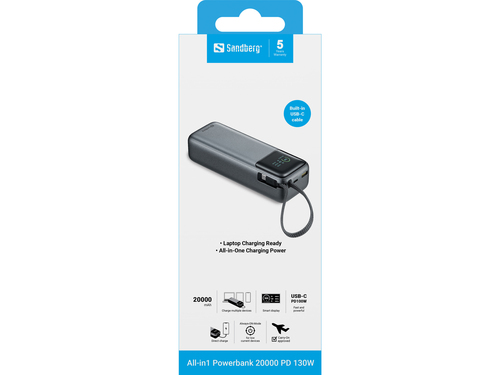 Sandberg 421-30 powerbank Lithium-Polymeer (LiPo) 20000 mAh Zwart, Grijs, afbeelding 6